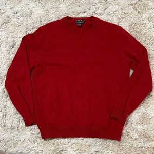 Red Cashmere V-Neck Sweater